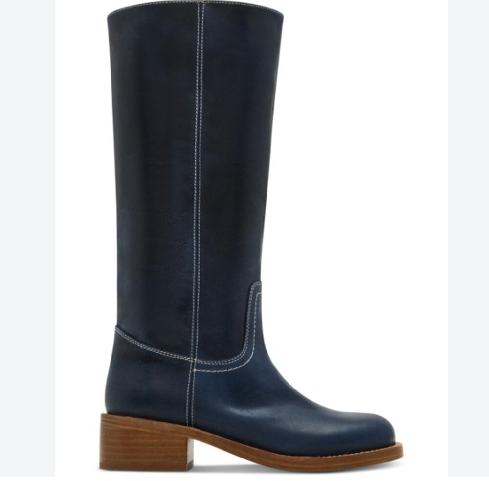 Steve Madden Women's Riggs Tall Square-Toe Dark Blue Boots Size 7